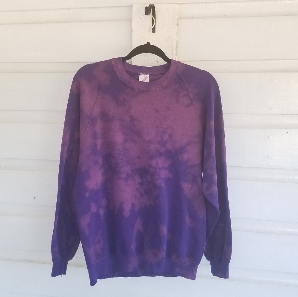 Jerzees Sweatshirt | Purple Bleached Distressed XL